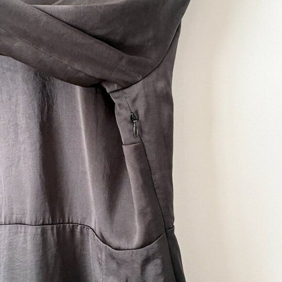 Aritzia Wilfred Evora Backless Long Sleeve Satin Dress Slit Black Size 6 - Picture 7 of 9